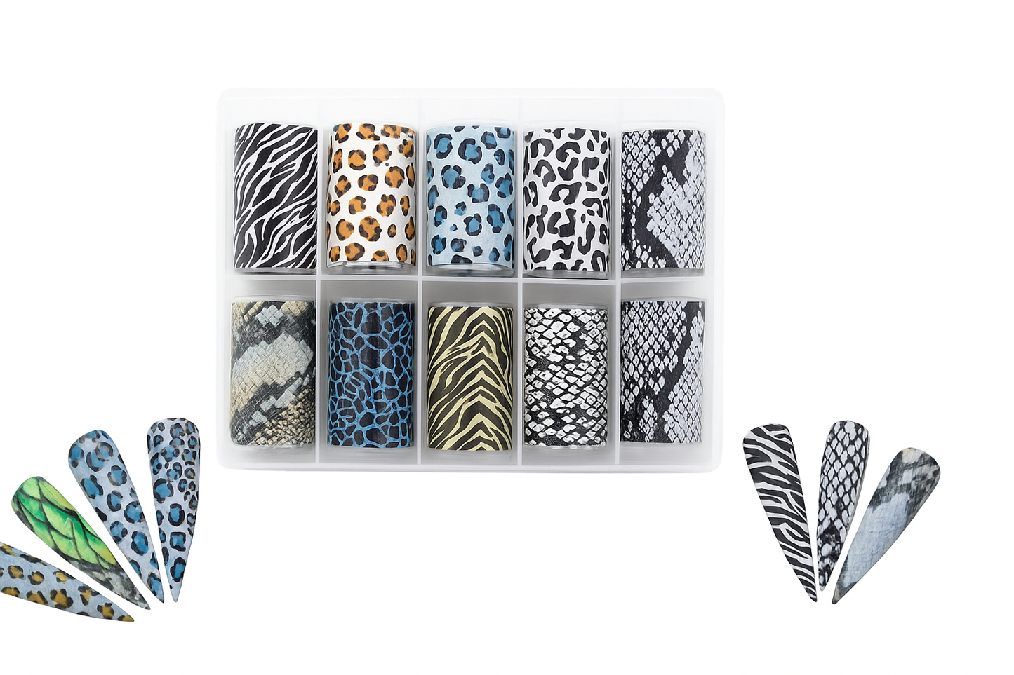 Blue Animal Print Nail Art Foil Set (10 Rolls)