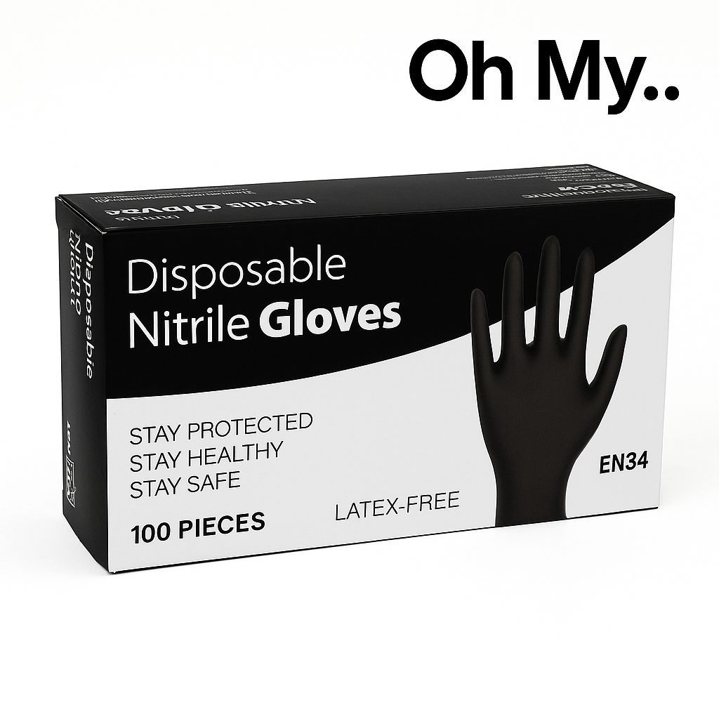 Black Nitrile Gloves - BOX OF 100