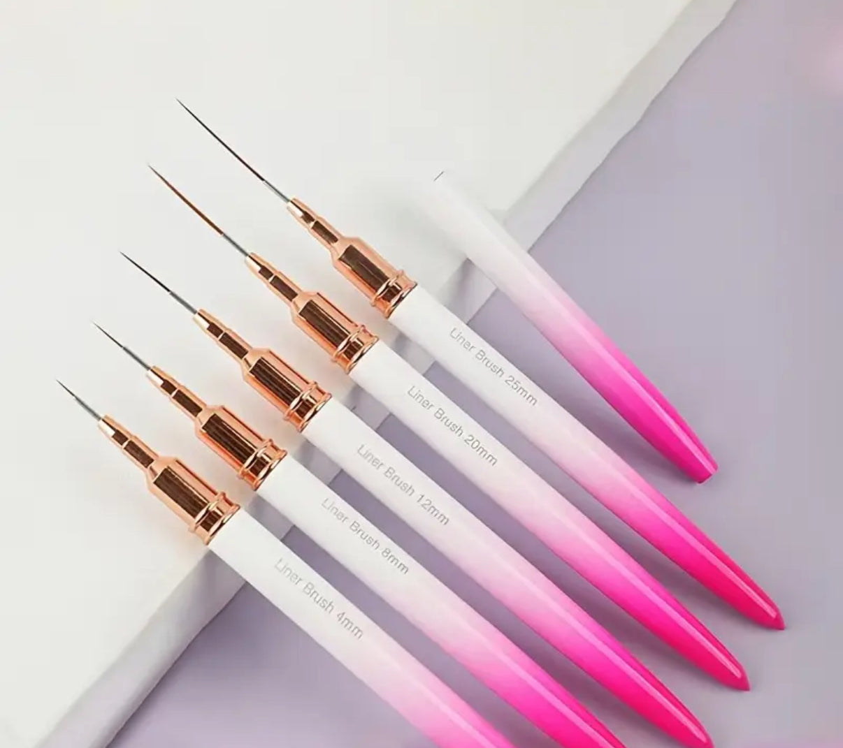 Nail Art Brush Set Pink/white (5pcs)