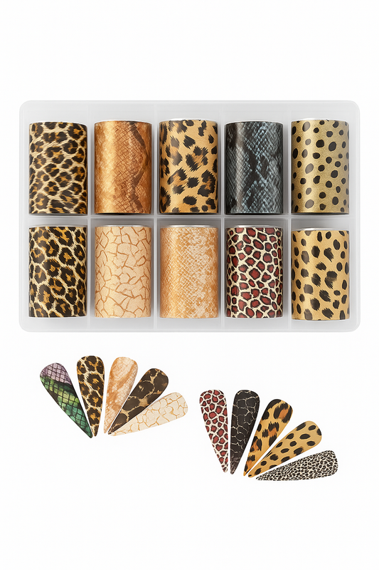 Animal Print Nail Art Foil Set (10 Rolls)