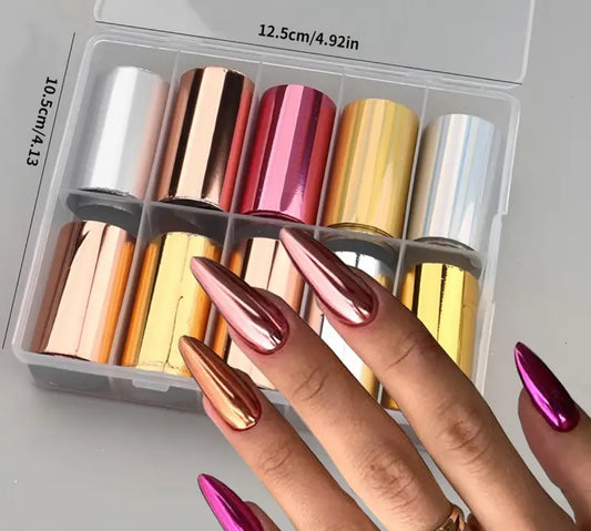 ✨ Chrome Nail Foil Set (10 colours) ✨