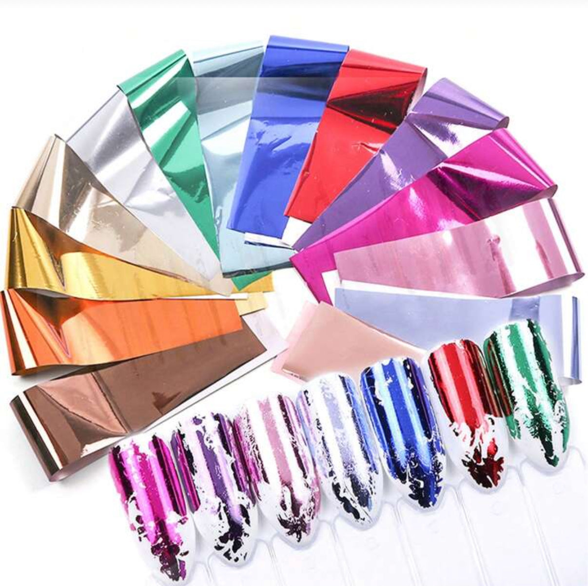 Metallic Nail Foil Set (14 pcs- multicoloured)