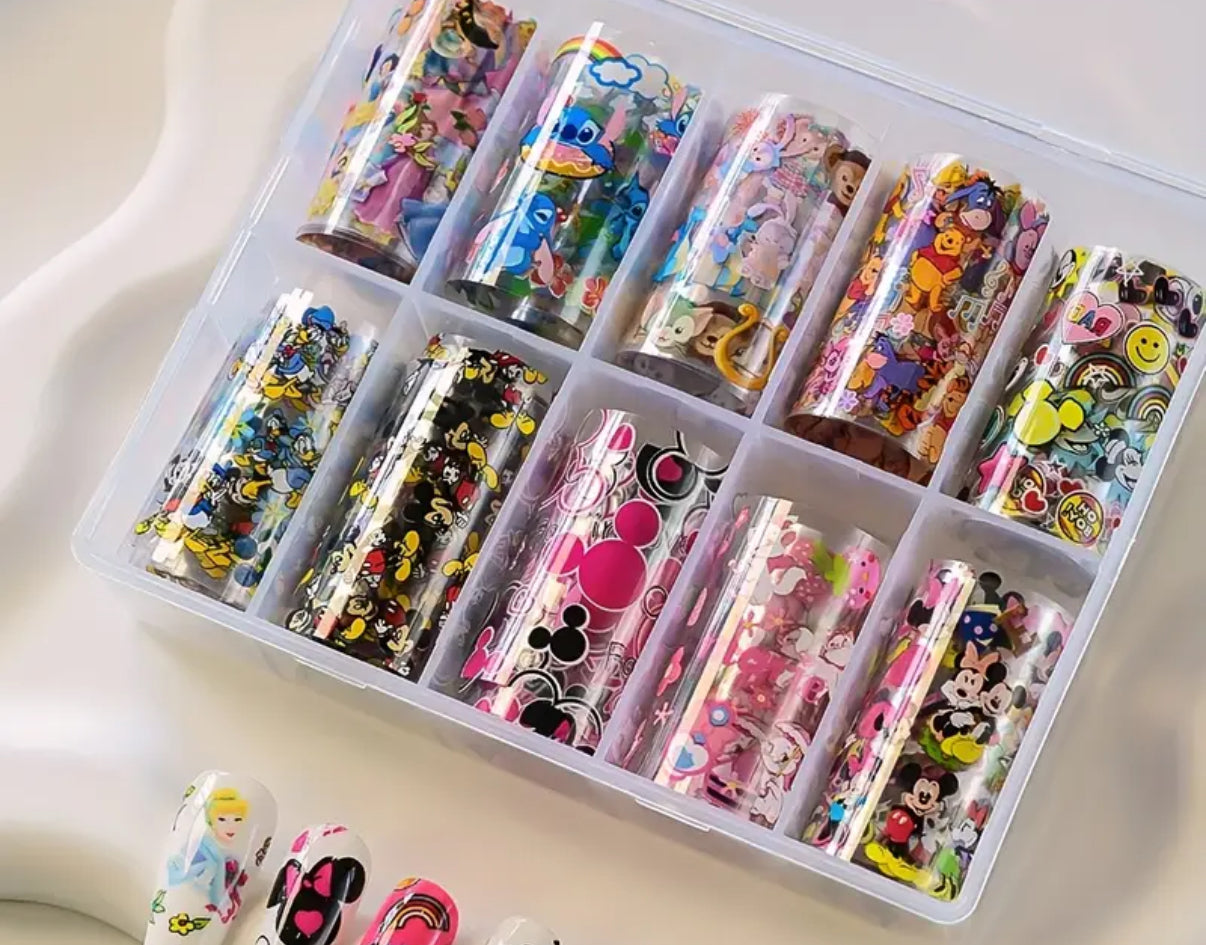 Cartoon Nail Art Foil Set (10 Rolls)